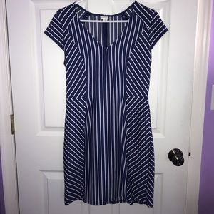 Blue and White Striped Merona Form Fitting Dress